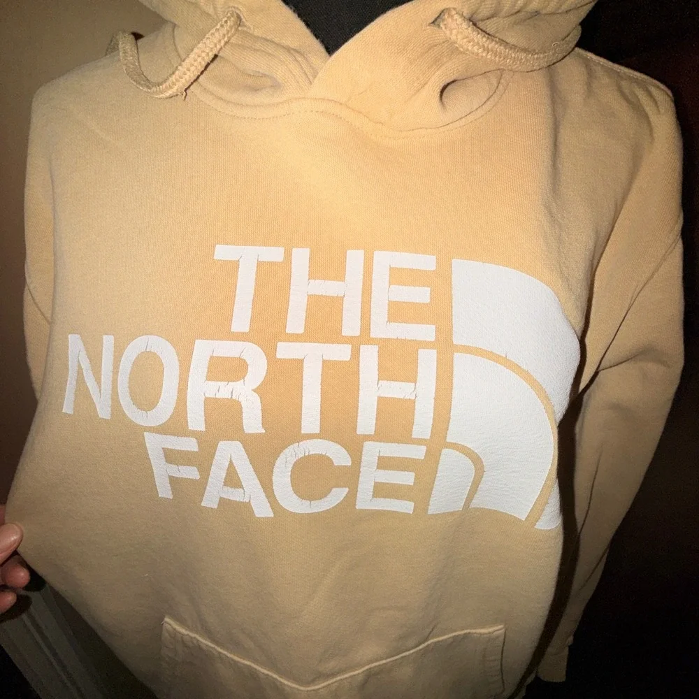 The‎ North Face Hoodie Mens M Yellow Good Pullover Logo Sweatshirt
